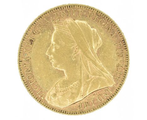 Queen Victoria, Sovereign, 1897, Melbourne Mint. Queen Victoria, Sovereign, 1897, Old veiled bust l. R. St. George and dragon