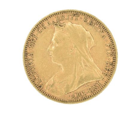 Queen Victoria, Sovereign, 1895, Melbourne Mint. Queen Victoria, Sovereign, 1895, Old veiled bust l. R. St George and dragon,