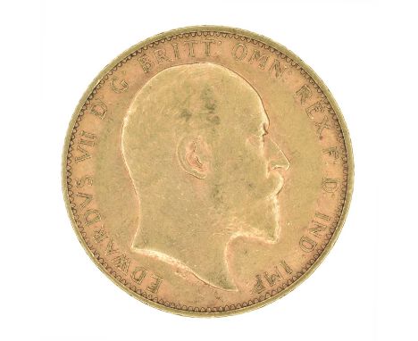 King Edward VII, Sovereign, 1905. King Edward VII, Sovereign, 1905, Bare head r. R. St. George and dragon, London Mint, edge 