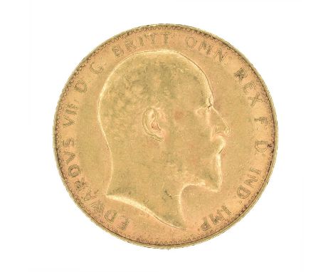 King Edward VII, Sovereign, 1908. King Edward VII, Sovereign, 1908, Bare head r. R. St. George and dragon, London Mint, edge 