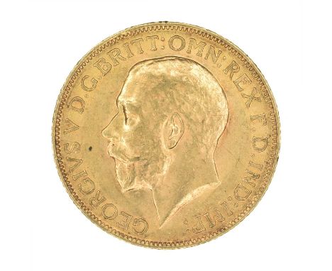 King George V, Sovereign, 1913. King George V, Sovereign, 1913, Bare head l. R. St. George and dragon, London Mint, edge mill