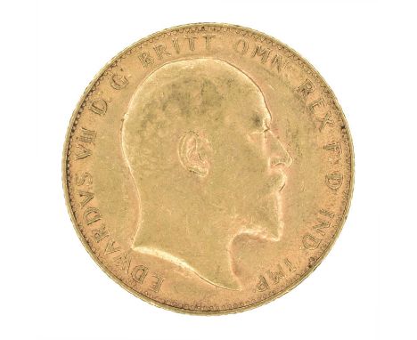 King Edward VII, Sovereign, 1907. King Edward VII, Sovereign, 1907, Bare head r. R. St. George and dragon, London Mint, edge 