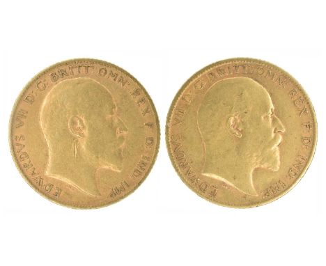 Two King Edward VII, Half-Sovereigns, 1904 and 1905 (2). Two King Edward VII, Half-Sovereigns, 1904 and 1905, Bare head r. R.