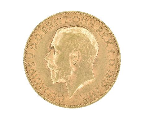 King George V, Sovereign, 1913. King George V, Sovereign, 1913, Bare head l. R. St. George and dragon, London Mint, edge mill