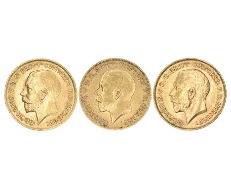 Three King George V, Half-Sovereigns, 1911 (2) and 1912 (3). Three King George V, Half-Sovereigns, 1911 (2) and 1912, Bare he