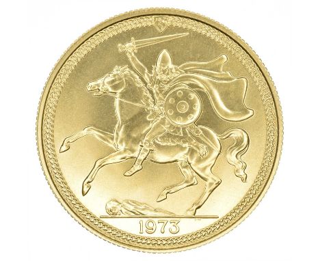 Queen Elizabeth II, Two Pounds (Double Sovereign), 1973, Isle of Man. Queen Elizabeth II, Two Pounds (Double Sovereign), 1973