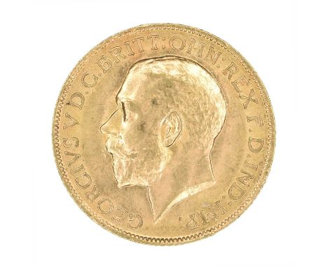 King George V, Sovereign, 1911. King George V, Sovereign, 1911, Bare head l. R. St. George and dragon, London Mint, edge mill