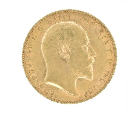 King Edward VII, Sovereign, 1909. King Edward VII, Sovereign, 1909, Bare head r. R. St. George and dragon, London Mint, edge 