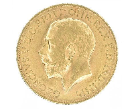 King George V, Sovereign, 1915. King George V, Sovereign, 1915, Bare head l. R. St. George and dragon, London Mint, edge mill