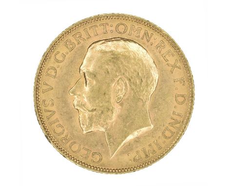 King George V, Sovereign, 1911. King George V, Sovereign, 1911, Bare head l. R. St. George and dragon, London Mint, edge mill