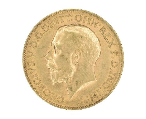 King George V, Sovereign, 1912. King George V, Sovereign, 1912, Bare head l. R. St. George and dragon, London Mint, edge mill