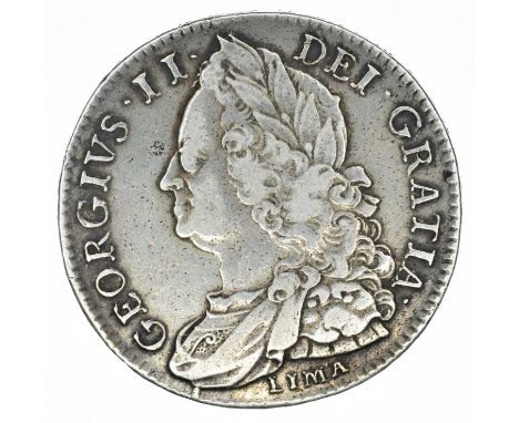 King George II, Halfcrown, Lima, 1746 D. NONO. King George II, Halfcrown, Lima, 1746 D. NONO, Old laureate and draped bust l.