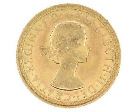 Queen Elizabeth II, Sovereign, 1968. Queen Elizabeth II, Sovereign, 1968, Young laureate head r. R. St. George and dragon, go
