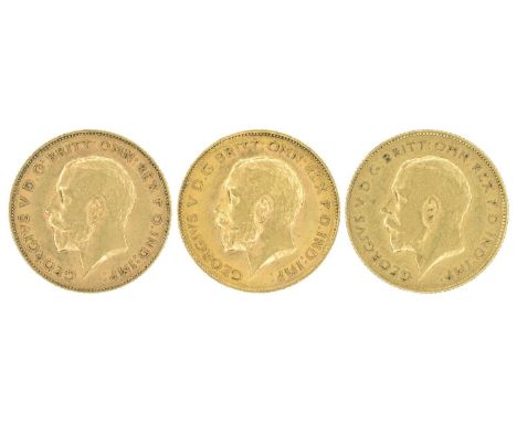 Three King George V, Half-Sovereigns, 1912, 1913 and 1914 (3). Three King George V, Half-Sovereigns, 1912, 1913 and 1914, Bar