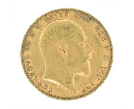 King Edward VII, Sovereign, 1905. King Edward VII, Sovereign, 1905, Bare head r. R. St. George and dragon, London Mint, edge 