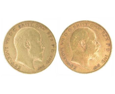Two King Edward VII, Half-Sovereigns, 1909 and 1910 (2). Two King Edward VII, Half-Sovereigns, 1909 and 1910, Bare head r. R.