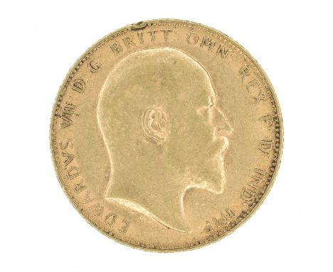 King Edward VII, Sovereign, 1910. King Edward VII, Sovereign, 1910, Bare head r. R. St. George and dragon, London Mint, edge 