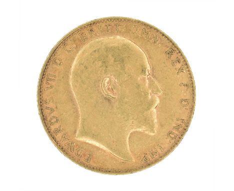 King Edward VII, Sovereign, 1907. King Edward VII, Sovereign, 1907, Bare head r. R. St. George and dragon, London Mint, edge 