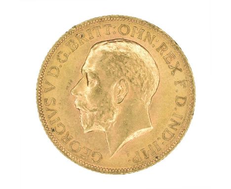 King George V, Sovereign, 1912. King George V, Sovereign, 1912, Bare head l. R. St. George and dragon, London Mint, edge mill