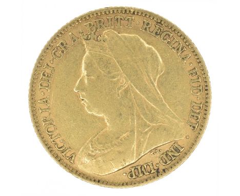 Queen Victoria, Half-Sovereign, 1900. Queen Victoria, Half-Sovereign, 1900, Old veiled bust l. R. St George and dragon, Londo