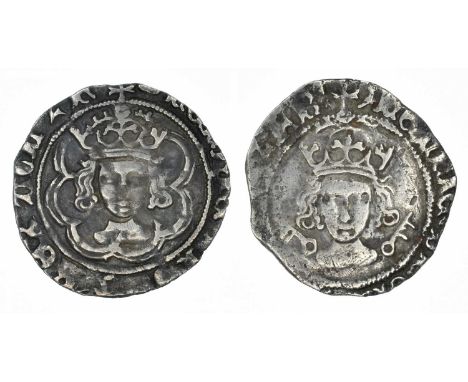 Two Henry VII Halfgroats (2). Two Henry VII, Halfgroats, Canterbury, Tun mintmark (1493-9), silver, S.2211, VF, clipped and Y