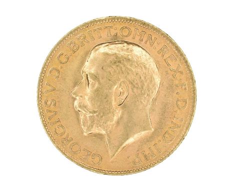 King George V, Sovereign, 1915. King George V, Sovereign, 1915, Bare head l. R. St. George and dragon, London Mint, edge mill
