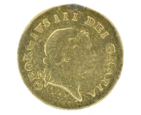 King George III, Third-Guinea, 1809, ex-mount. King George III, Third-Guinea, 1809, Second laureate head r. with short hair R