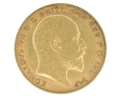 King Edward VII, Half-Sovereign, 1908. King Edward VII, Half-Sovereign, 1908, Bare head r. R. St. George and dragon, London M