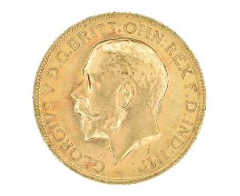 King George V, Sovereign, 1915. King George V, Sovereign, 1915, Bare head l. R. St. George and dragon, London Mint, edge mill