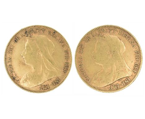 Two Queen Victoria, Half-Sovereigns, 1896 and 1897 (2). Two Queen Victoria, Half-Sovereigns, 1896 and 1897, Old veiled bust l