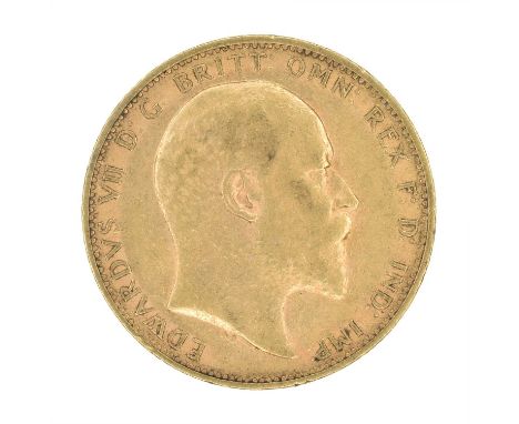 King Edward VII, Sovereign, 1905. King Edward VII, Sovereign, 1905, Bare head r. R. St. George and dragon, London Mint, edge 