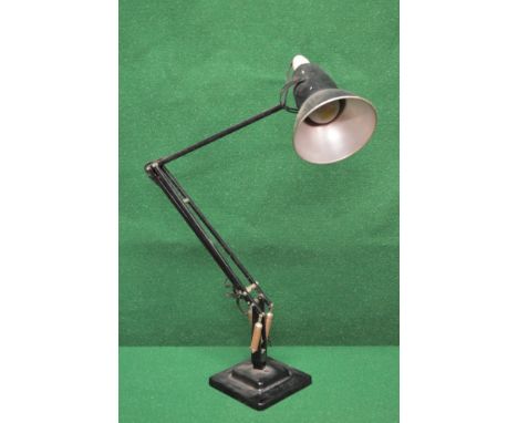 Herbert Terry, black painted angle poise lamp having square stepped base