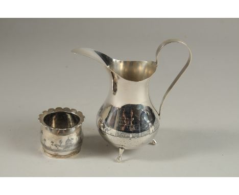 A FINE LARGE IRAQI SILVER AND NIELLO MILK JUG AND SUGAR BOWL, collective weight 179g, (2).