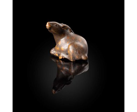 WOOD NETSUKE OF A DEER BY SAKAI MASAKIYO (ACTIVE 19TH CENTURY) EDO PERIOD (1615-1868) OR MEIJI ERA (1868-1912), 19TH CENTURY 