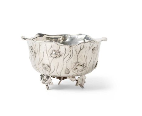 CHINESE EXPORT SILVER 'LOTUS LEAF' BOWL  LATE QING TO REPUBLIC PERIOD, WING FAT, CANTON & HONG KONG, CA. 1875-1930 清末民初 「兆昌」、