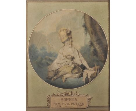 Attributed to The Reverend Matthew William Peters (1742-1814) British. "Sophia", a Portrait of a Young Girl Picnicking holdin