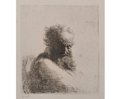 After Rembrandt van Rijn (1606-1669) Dutch. "Bust Portrait of an Old Man with a Large Beard", Facsimile, Unframed, 4.5" x 4",