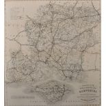 George Frederick Cruchley (1787-1880) British. "Road and Railway Map of the County of Hampshire",