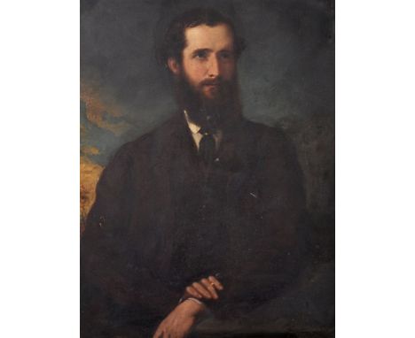 Henry Richard Graves (1818-1882) British. Portrait of a Bearded Gentleman, Wearing a Brown Coat and Tie, Oil on Panel, Signed