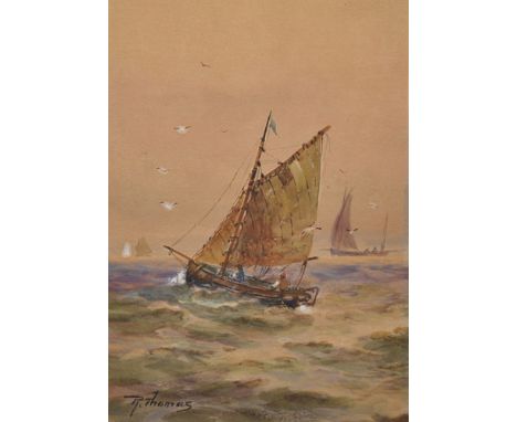 R Thomas (19th Century) British. A Sailing Vessel, Watercolour, Signed, Unframed, 8" x 5.75", and a quantity of other Waterco