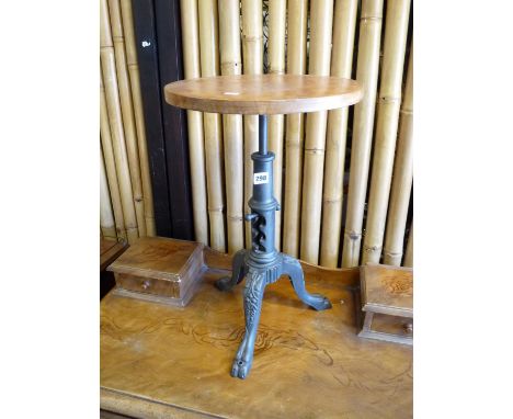 Cast Iron Victorian adjustable tripod machinist stool base with later top 