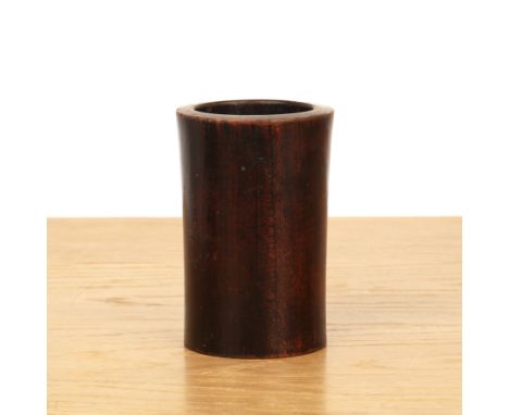 Zitan brush holderChinese, 18th Centuryof cylindrical form, 8cm diameter x 12.5cm highProvenance: From a private Oxfordshire 