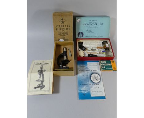 A Vintage Students Microscope in Original Cardboard Box and Complete with Instructions Together with a Boxed Britex Universal