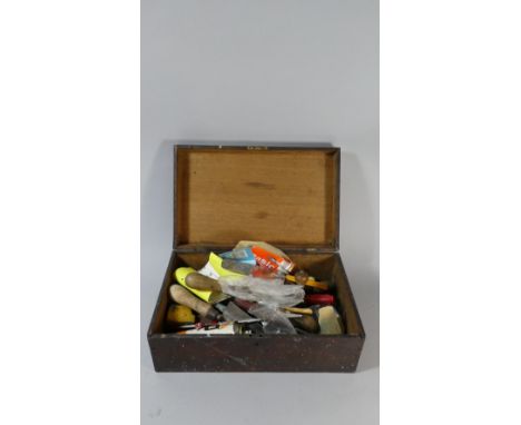 A Vintage Wooden Box Containing Tools, 41cm Wide 