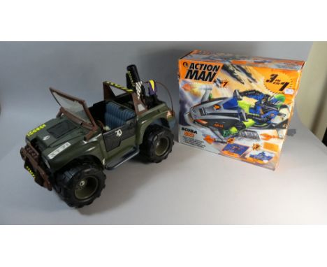 An Action Man Army Jeep Together with a Box Scuba Ski Set 