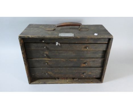 A Vintage Five Drawer Wooden Engineers Chest, 45cm Wide 