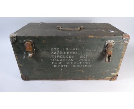 A Vintage Canadian Army Wireless Set Carrying Case, 53cm Wide 