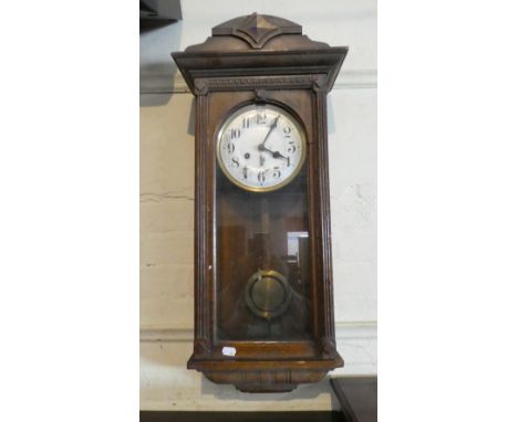 An Edwardian Oak Wall Clock for Restoration, 25cm High 