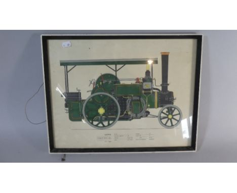 A Framed Print of an Aveling and Porter 1927 Steam Engine, 42cm wide 