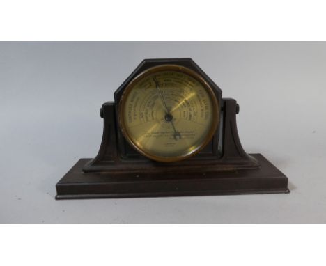 A Vintage Bakelite Desk Top Barometer with Brass Dial with Verse by Admiral Fitzroy and Inscribed J Preston Ltd Sheffield, Ba